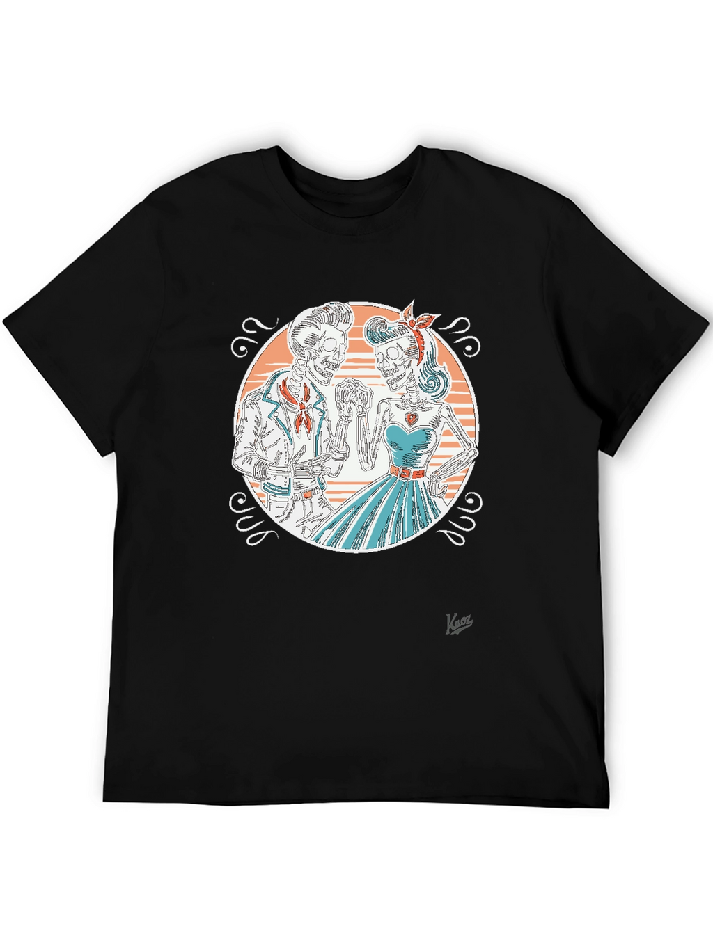 Retro Skeleton Couple Graphic T-Shirt