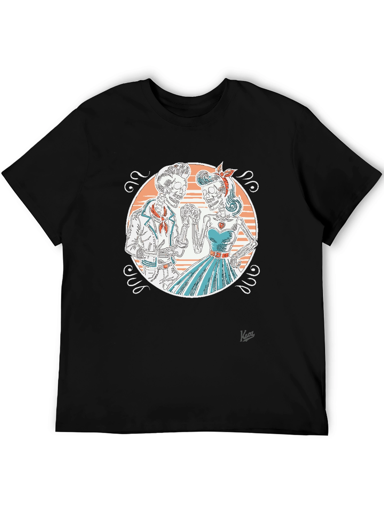 Retro Skeleton Couple Graphic T-Shirt