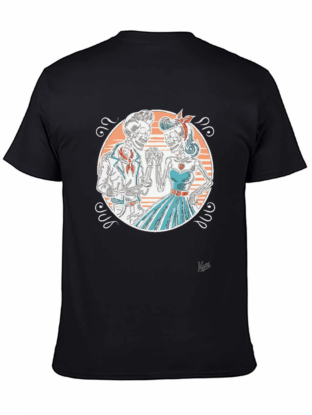 Retro Skeleton Couple Graphic T-Shirt