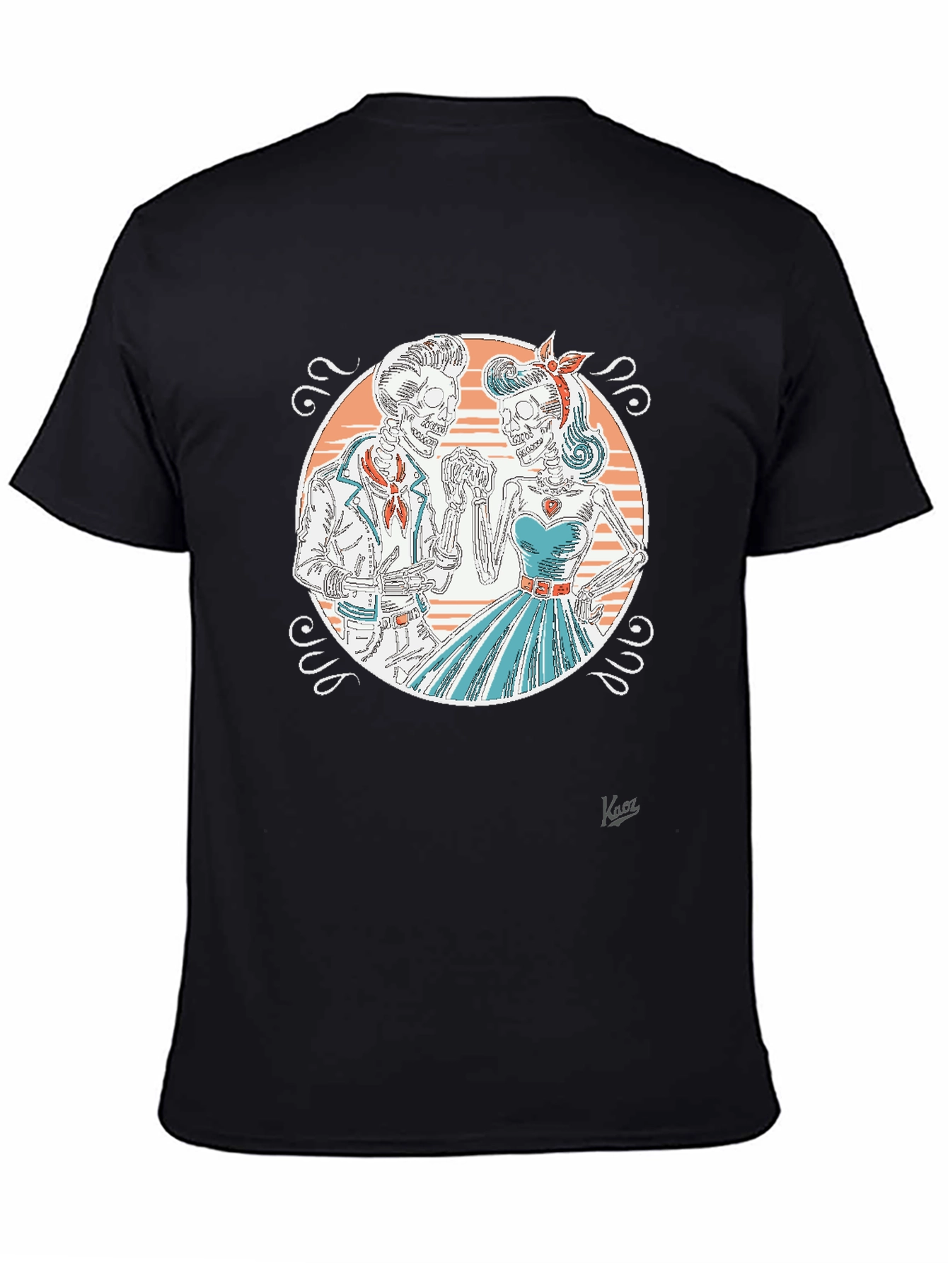 Retro Skeleton Couple Graphic T-Shirt
