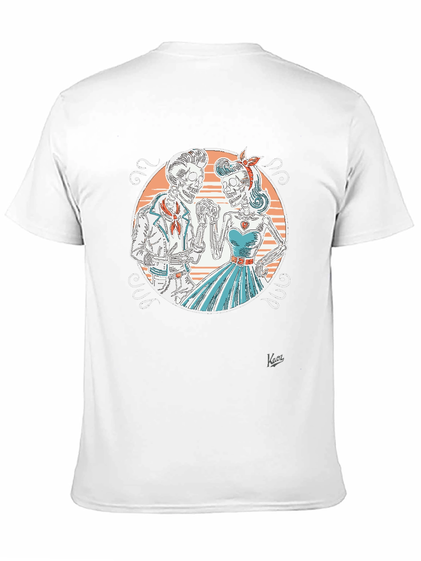Retro Skeleton Couple Graphic T-Shirt
