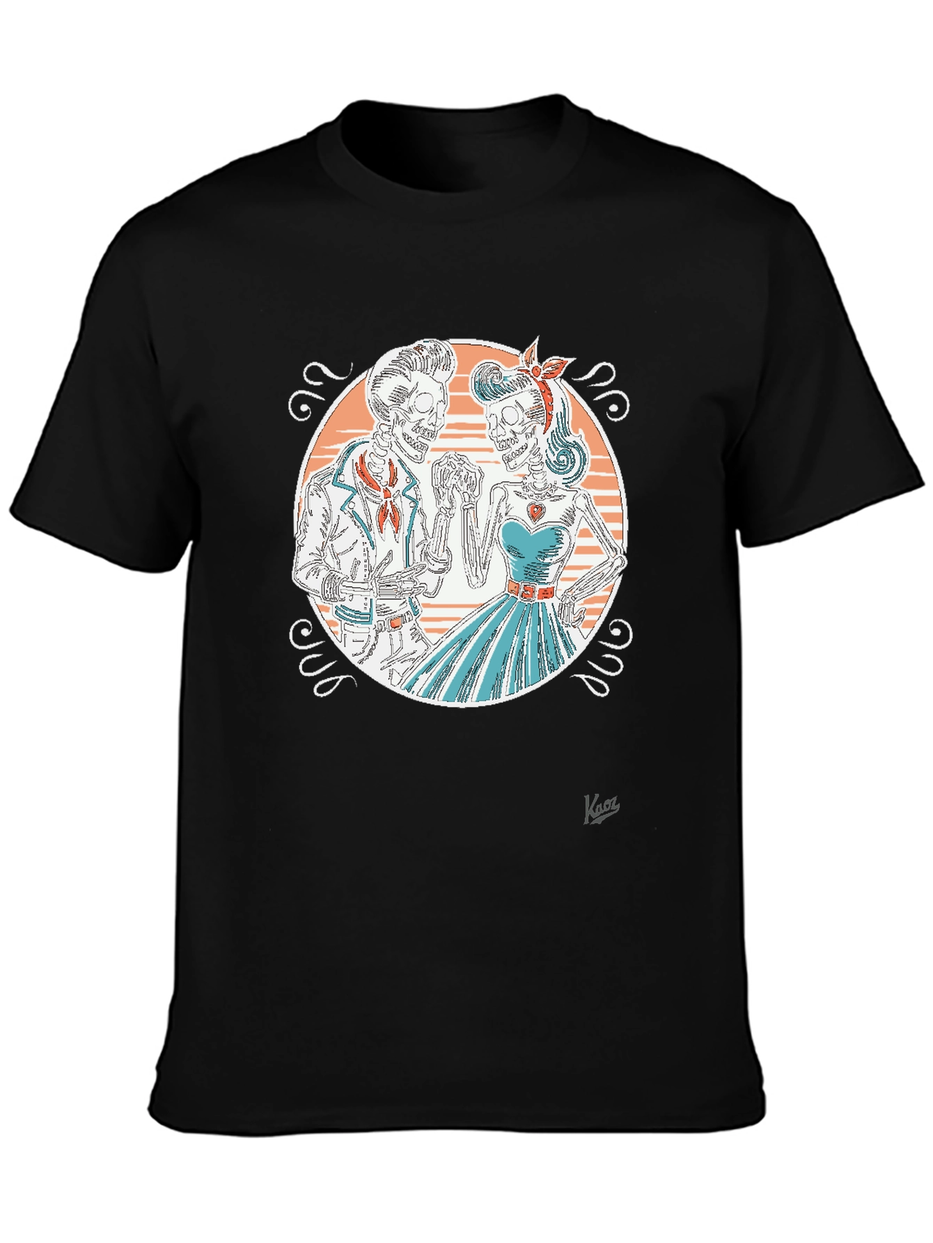 Retro Skeleton Couple Graphic T-Shirt