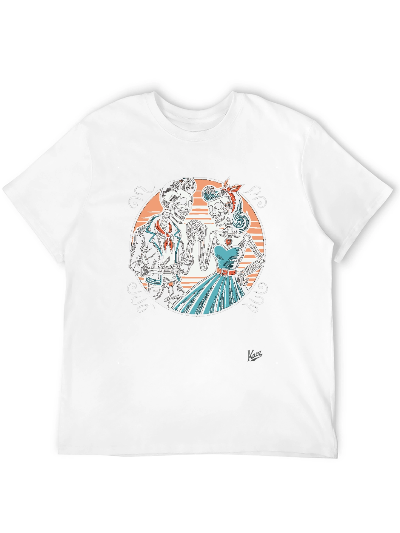 Retro Skeleton Couple Graphic T-Shirt