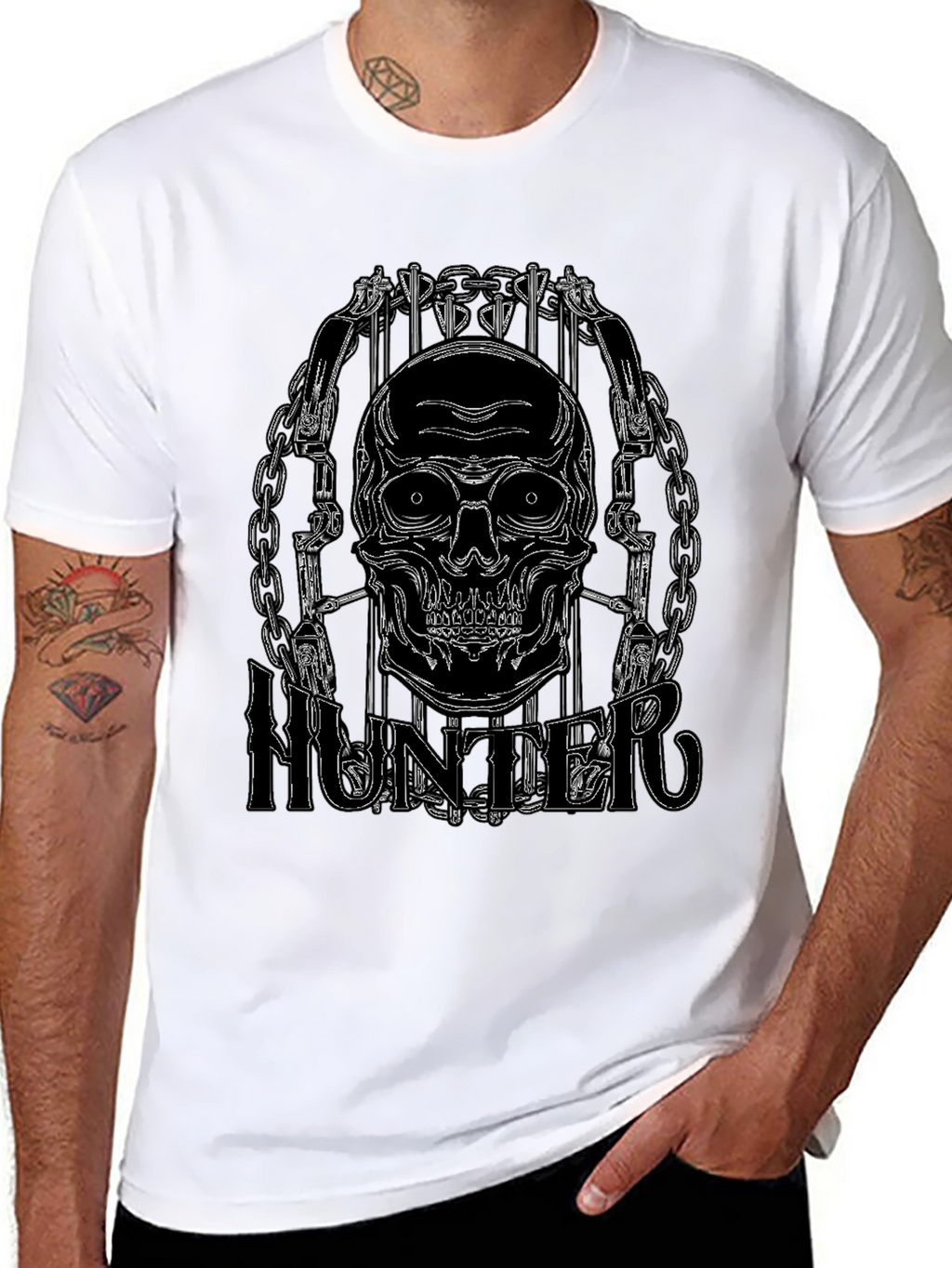 Skull Hunter Black Graphic Tee