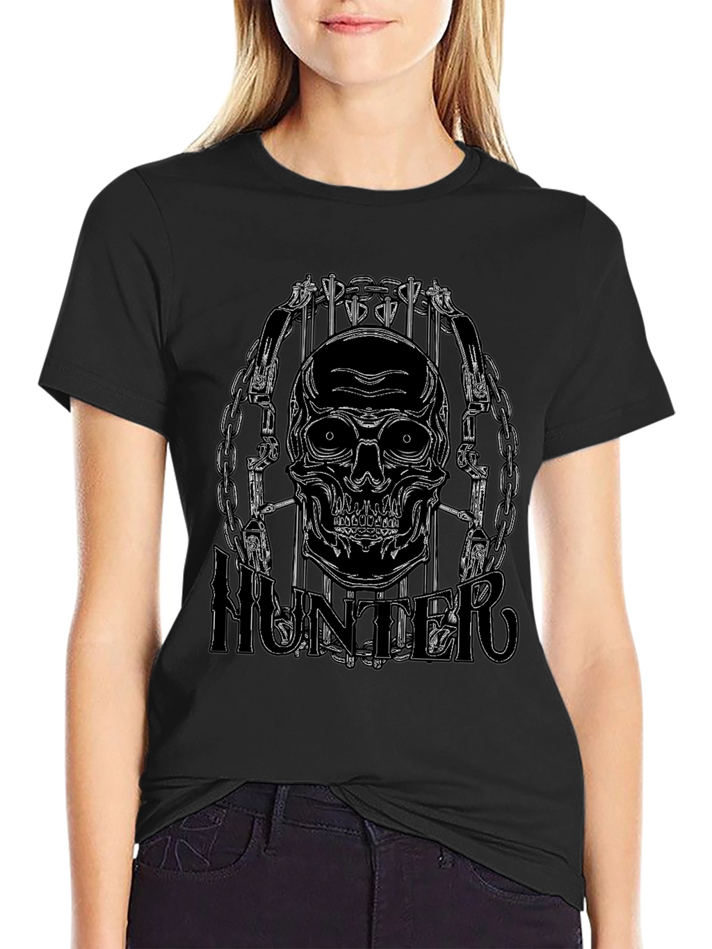 Skull Hunter Black Graphic Tee