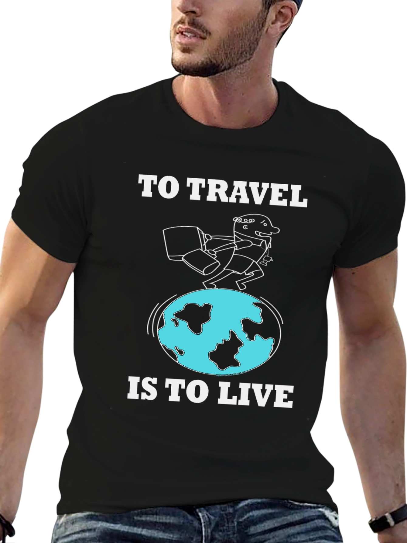 Travel Themed Graphic T-Shirt - To Travel is to Live