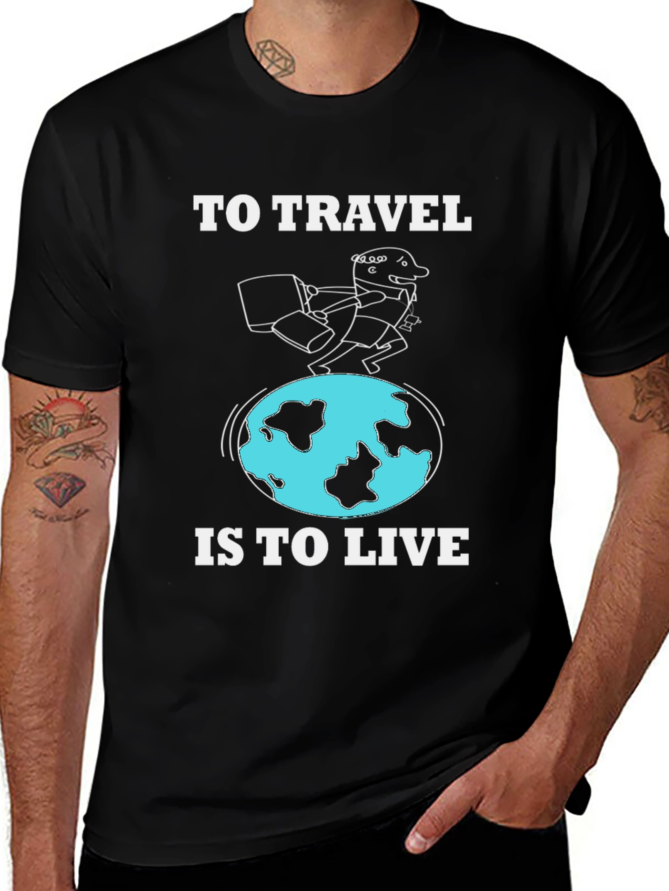 Travel Themed Graphic T-Shirt - To Travel is to Live