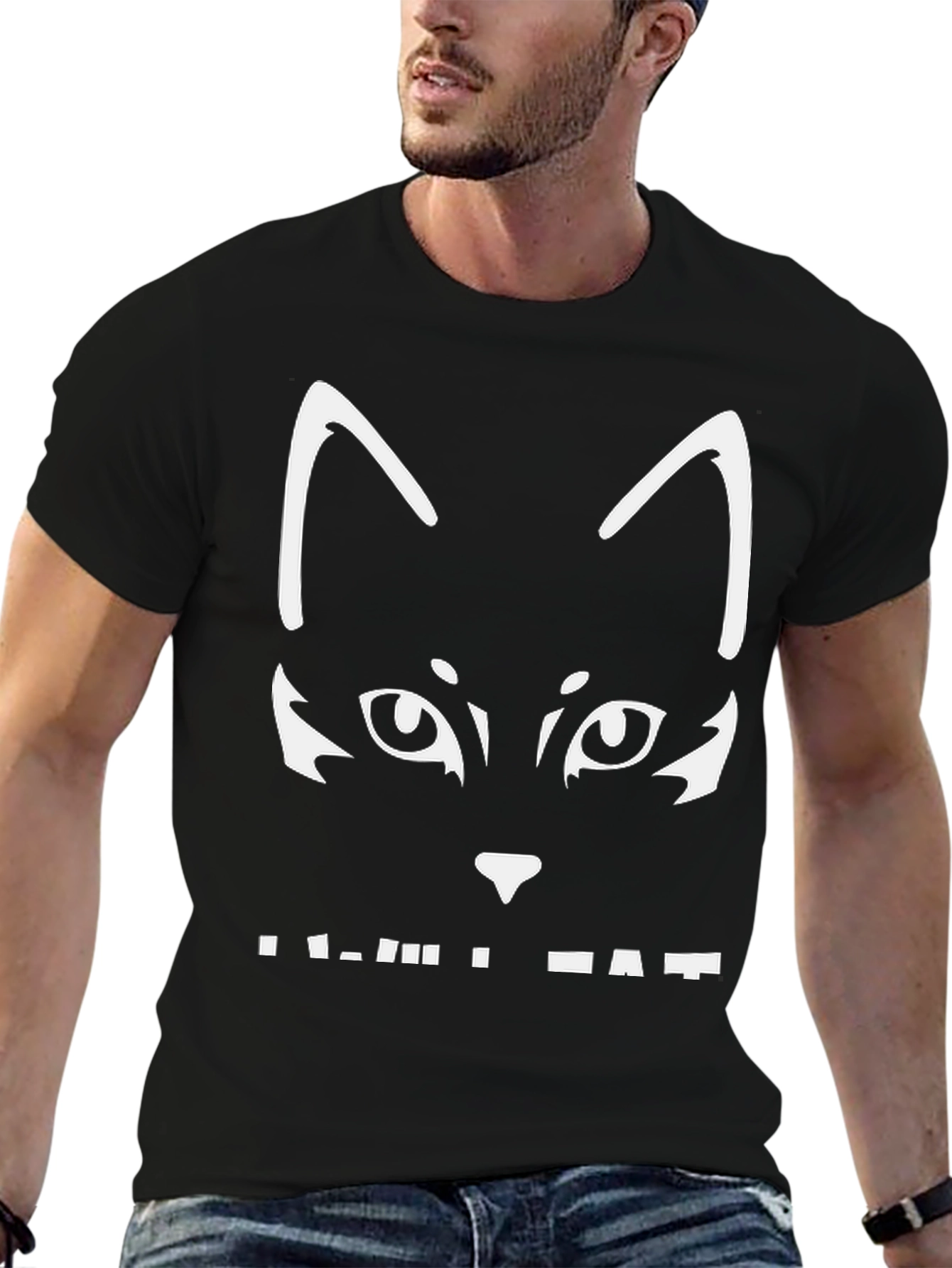 Black Cat Graphic Tee - Cool & Casual