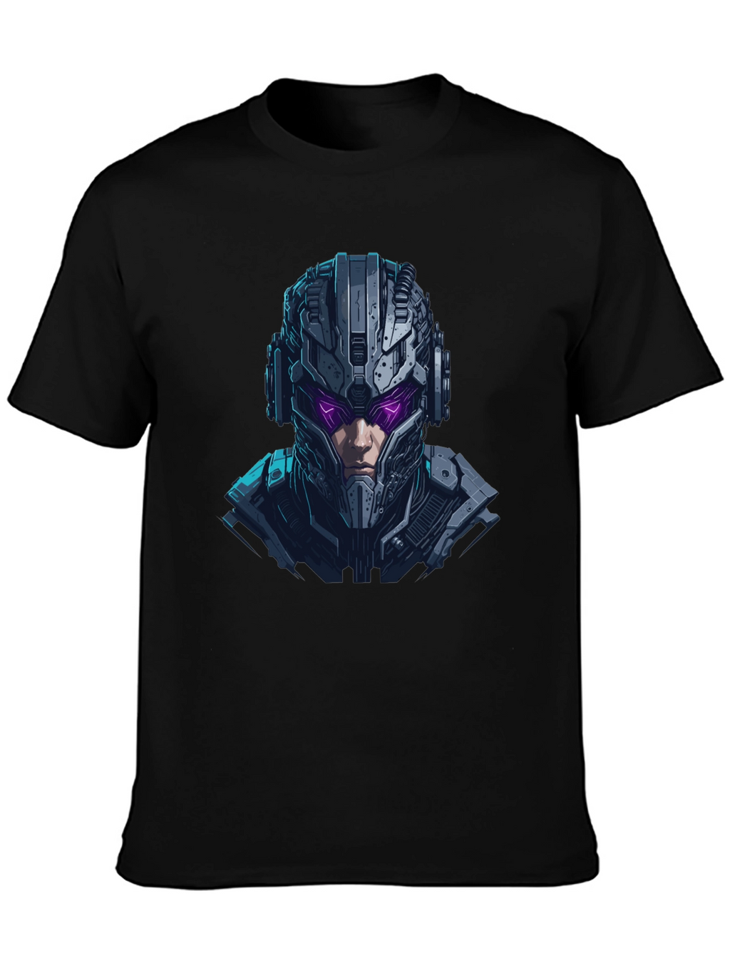 Cyberpunk Warrior Graphic Black T-Shirt