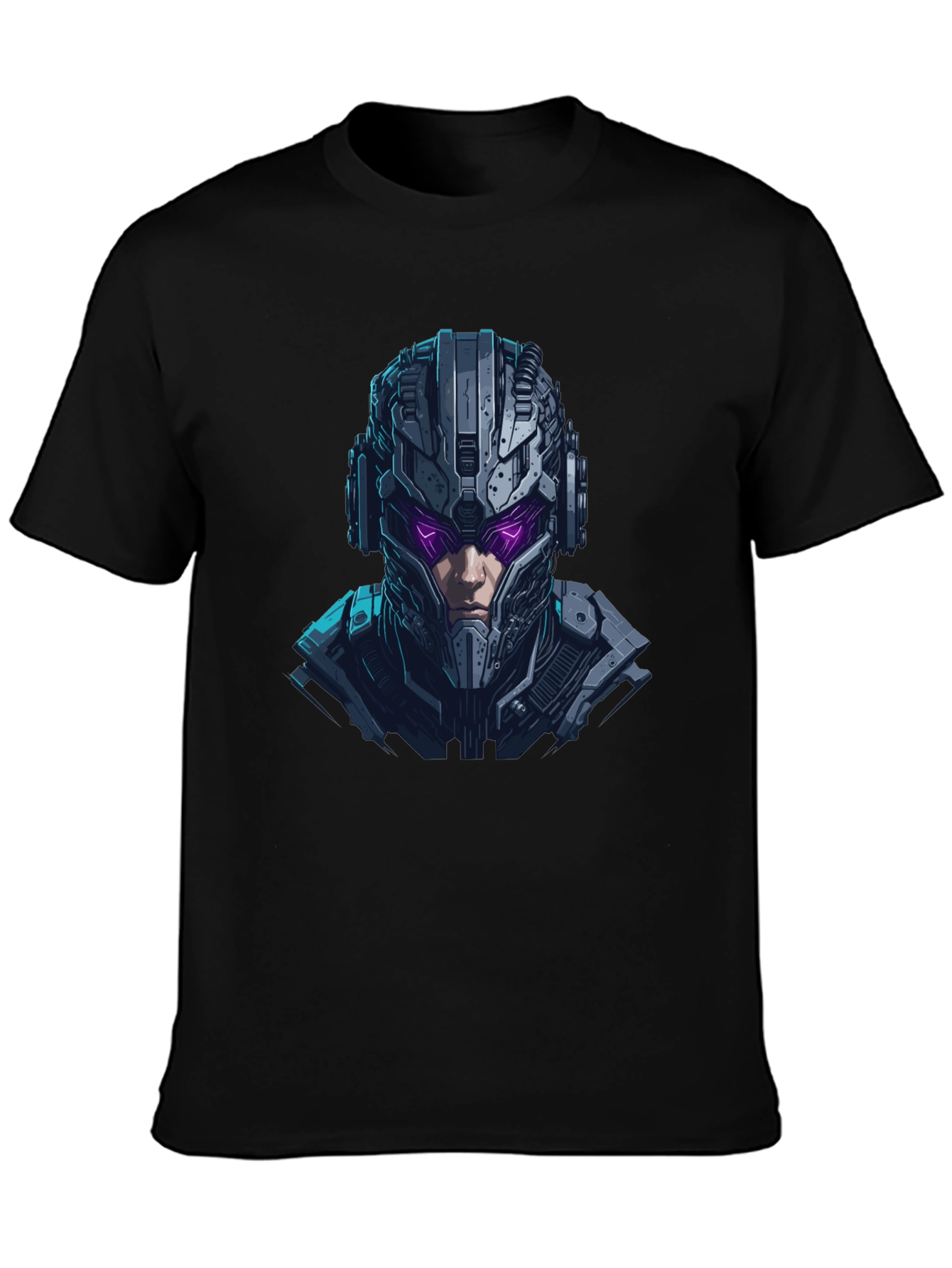 Cyberpunk Warrior Graphic Black T-Shirt