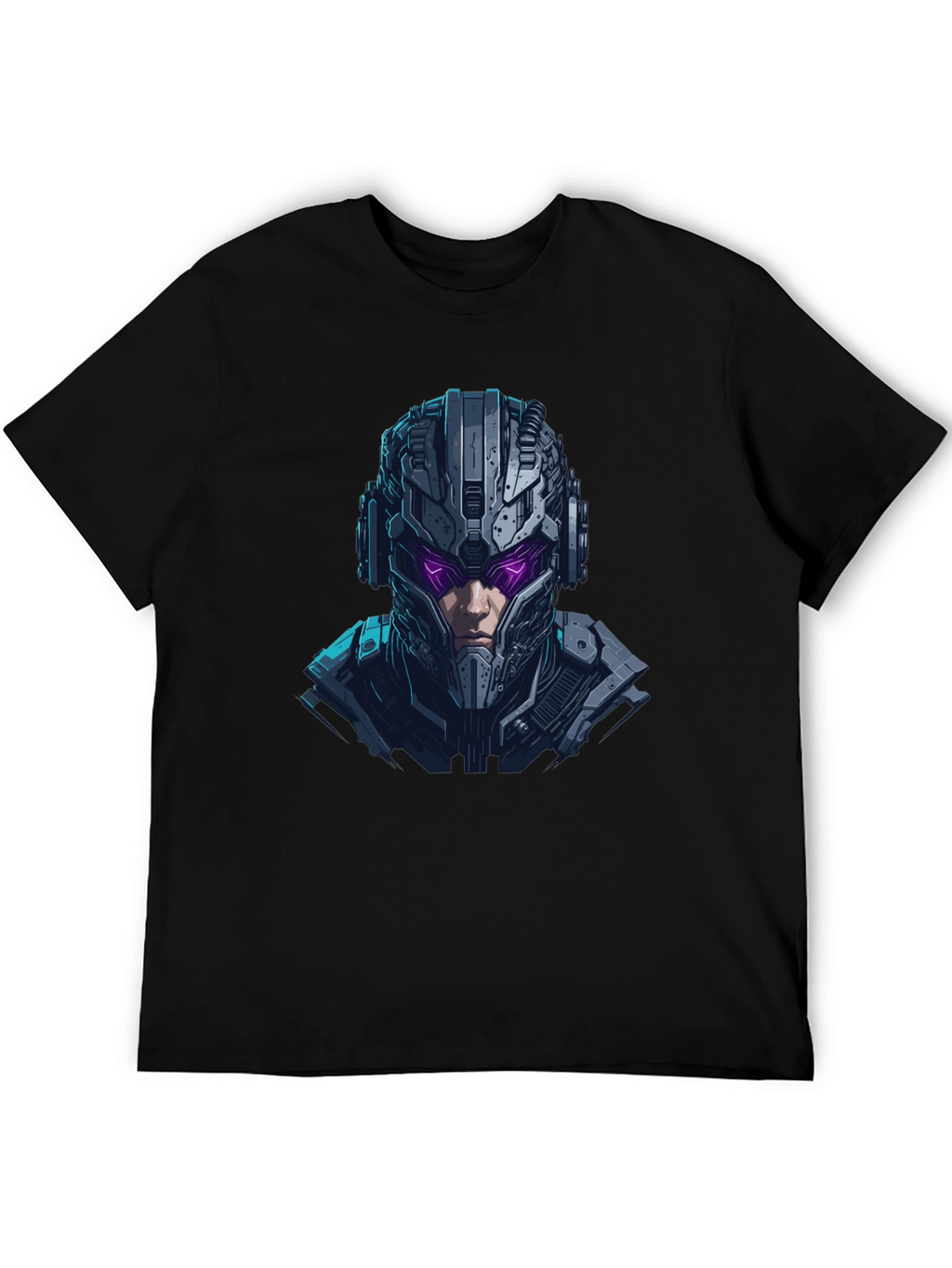Cyberpunk Warrior Graphic Black T-Shirt