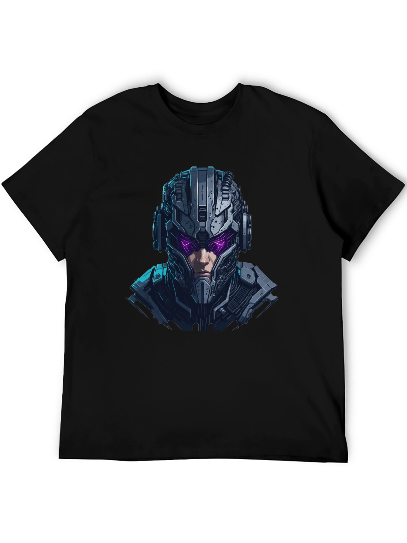 Cyberpunk Warrior Graphic Black T-Shirt