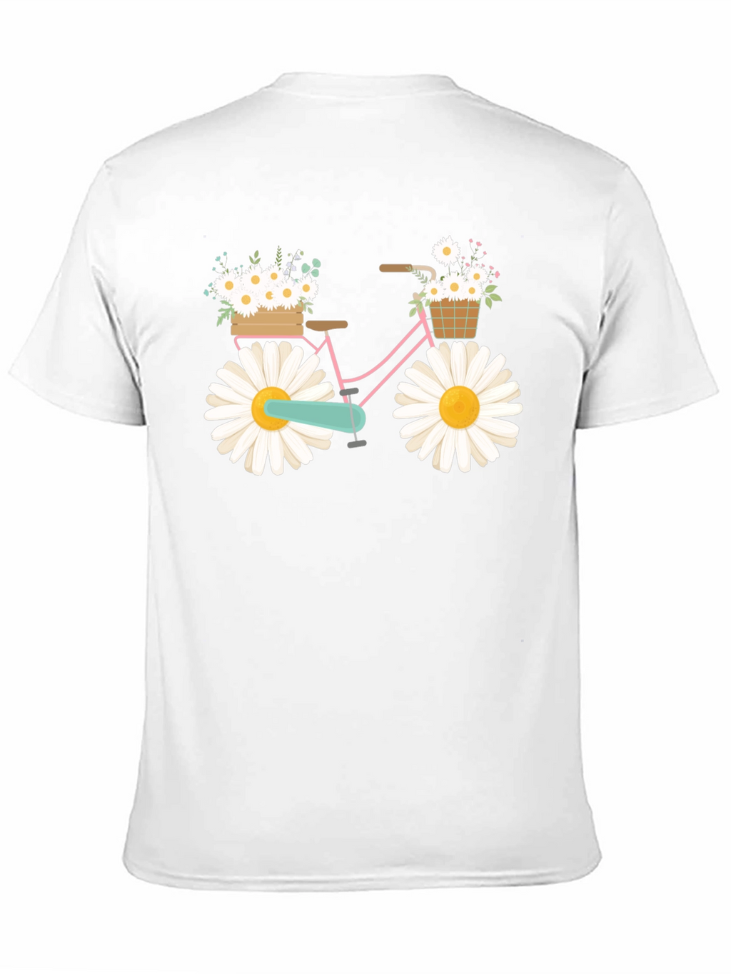 Daisy Bike Graphic T-Shirt - Whimsical Floral Design
