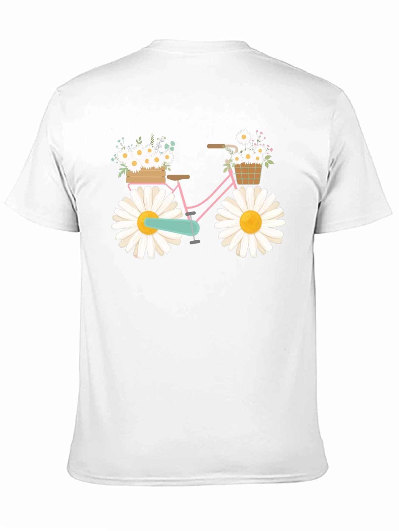 Daisy Bike Graphic T-Shirt - Whimsical Floral Design