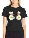 Daisy Bike Graphic T-Shirt - Whimsical Floral Design