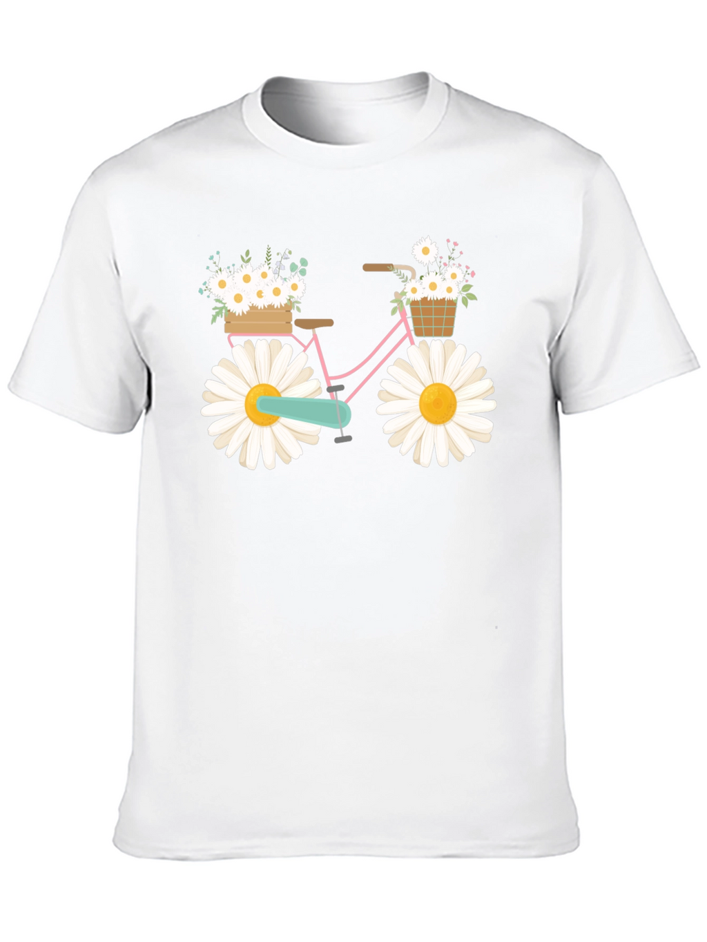 Daisy Bike Graphic T-Shirt - Whimsical Floral Design