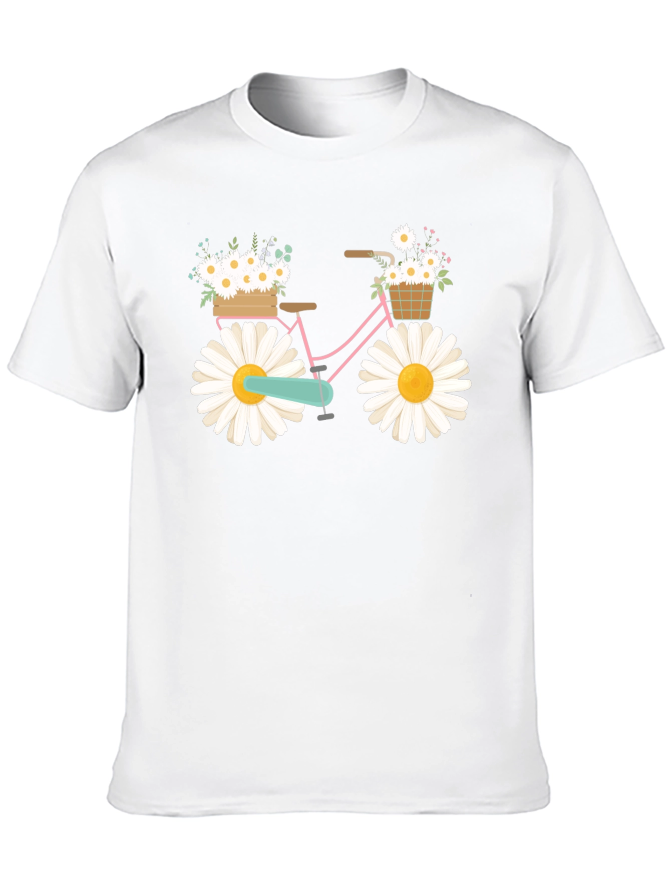 Daisy Bike Graphic T-Shirt - Whimsical Floral Design