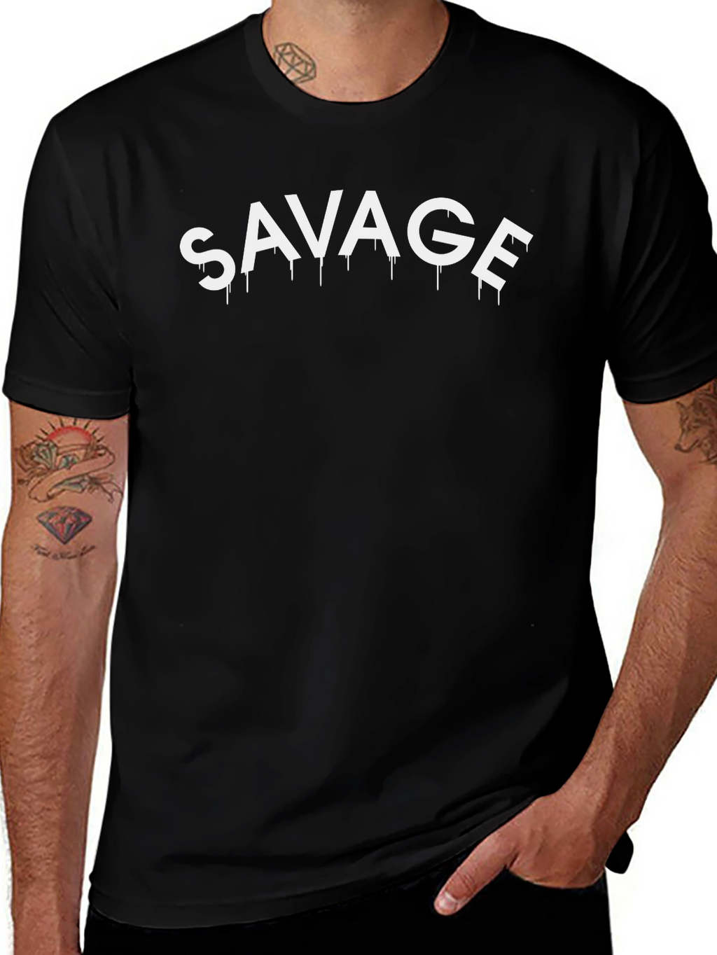 Savage Graphic Tee - Mens Black Crew Neck