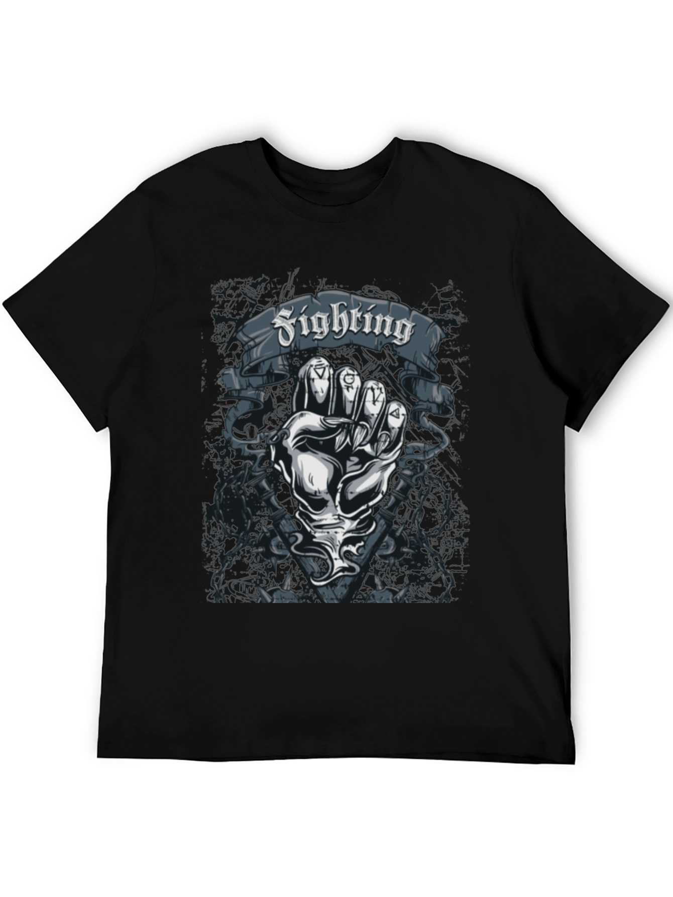 Fighting Fist Graphic Tee - Black Cotton T-Shirt