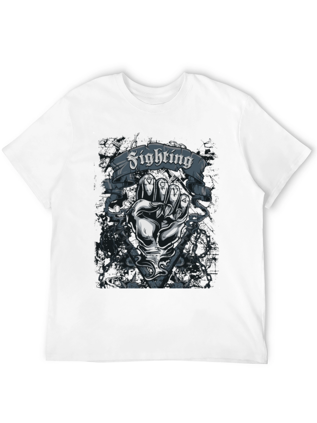 Fighting Fist Graphic Tee - Black Cotton T-Shirt