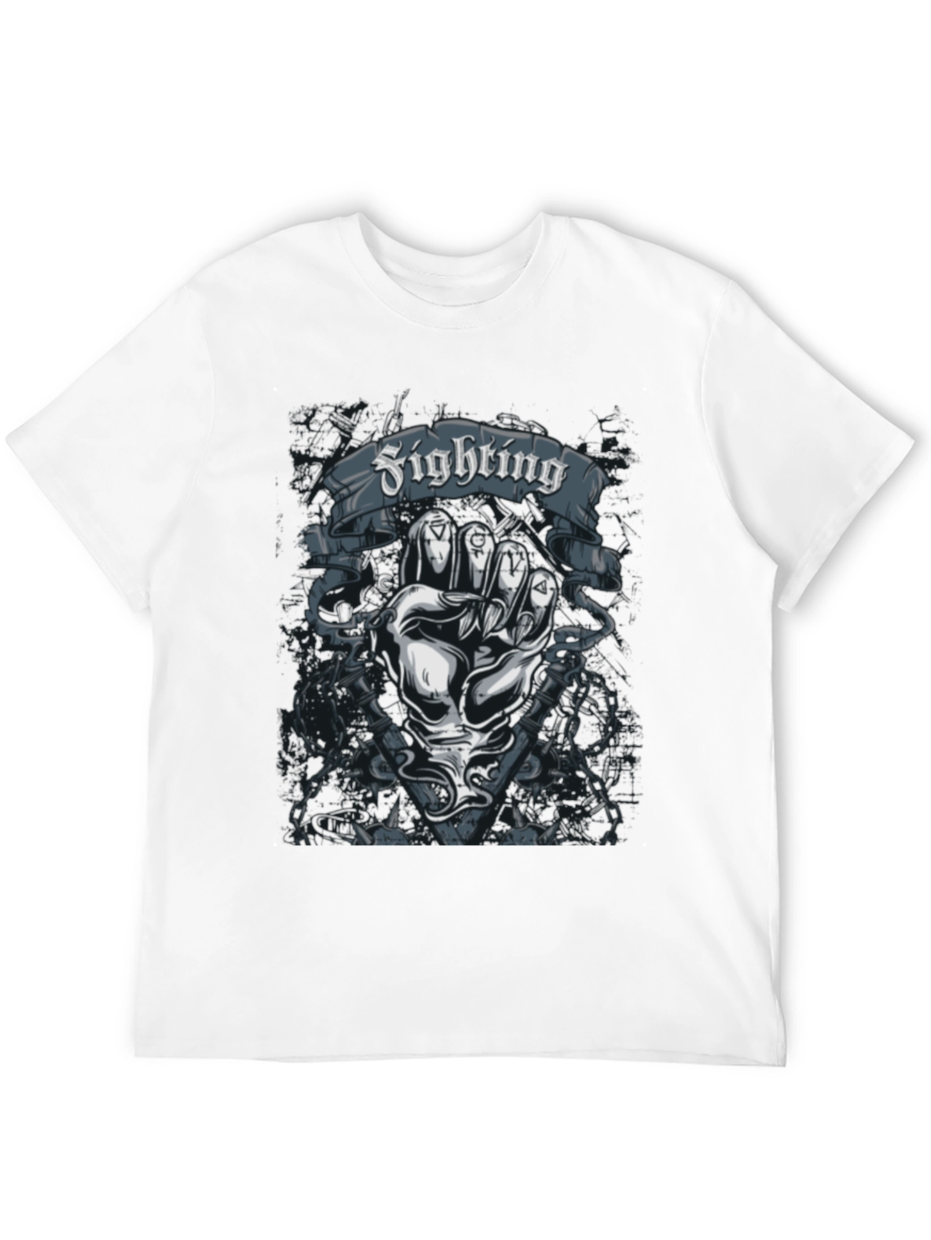 Fighting Fist Graphic Tee - Black Cotton T-Shirt