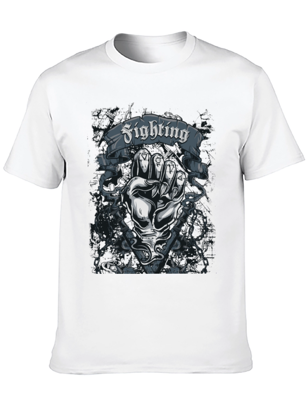 Fighting Fist Graphic Tee - Black Cotton T-Shirt