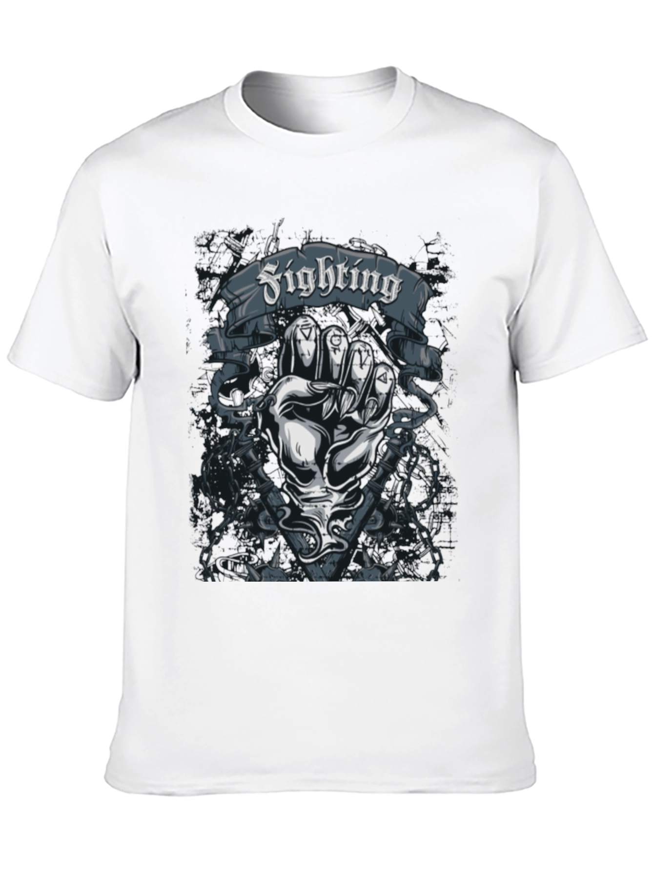 Fighting Fist Graphic Tee - Black Cotton T-Shirt