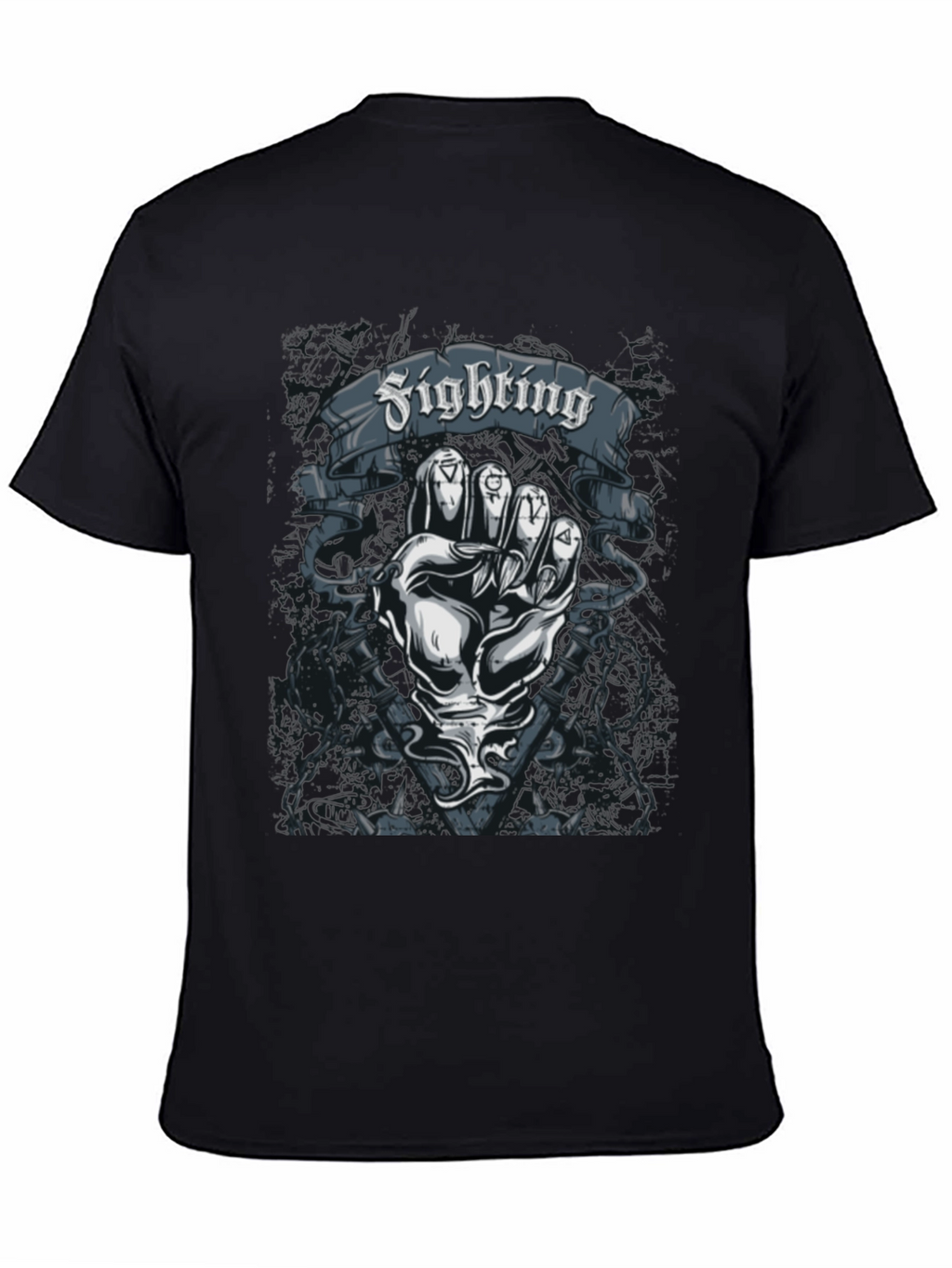 Fighting Fist Graphic Tee - Black Cotton T-Shirt