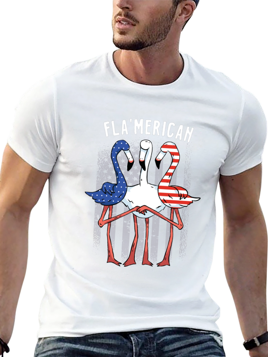 Flamerican Flamingo Graphic Tee