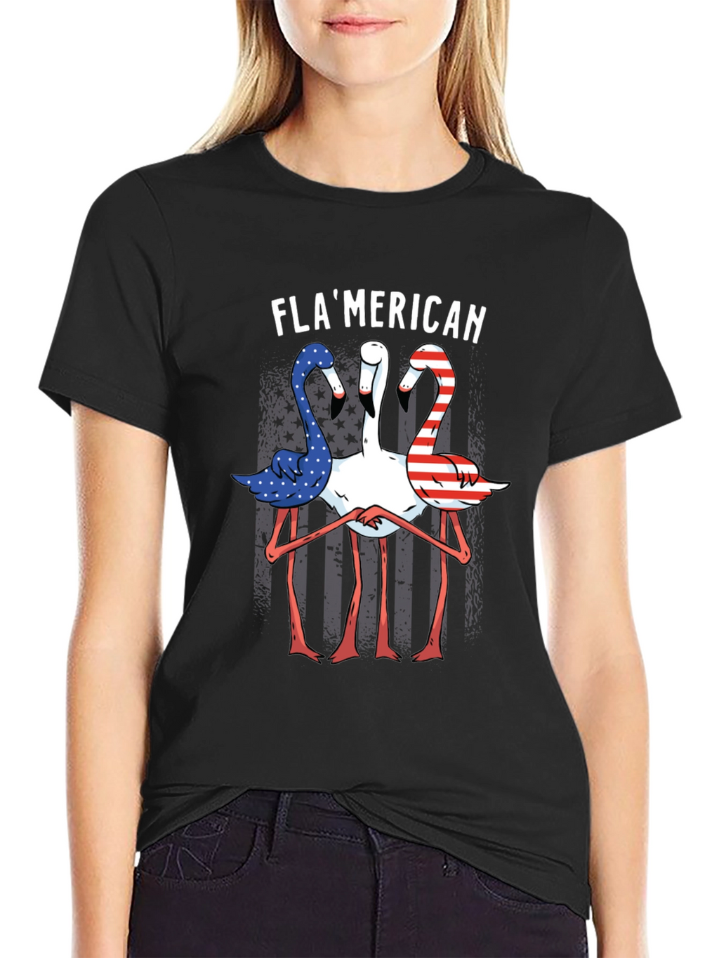 Flamerican Flamingo Graphic Tee
