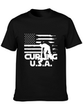 Curling USA Flag T-Shirt - Patriotic Sportswear