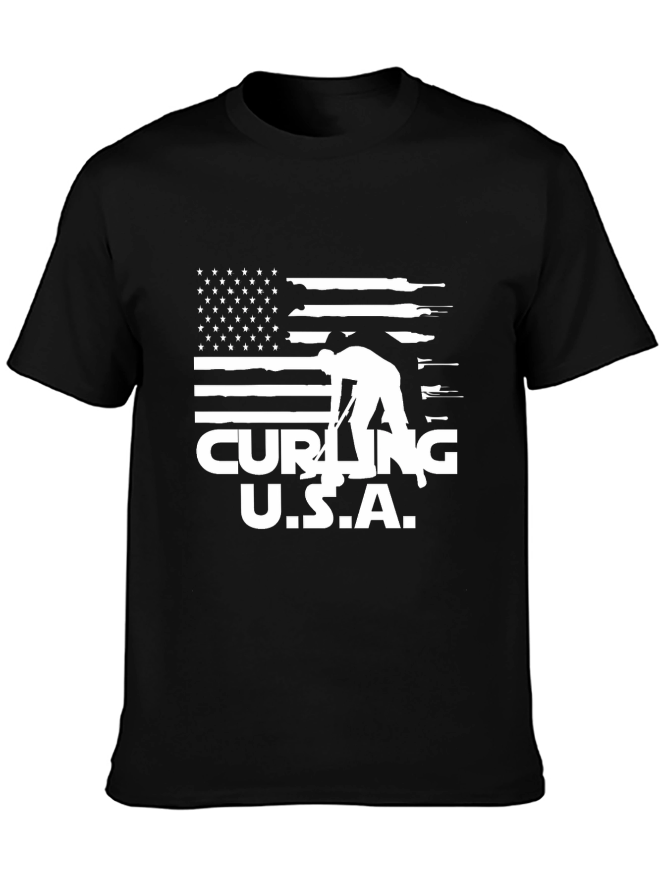 Curling USA Flag T-Shirt - Patriotic Sportswear