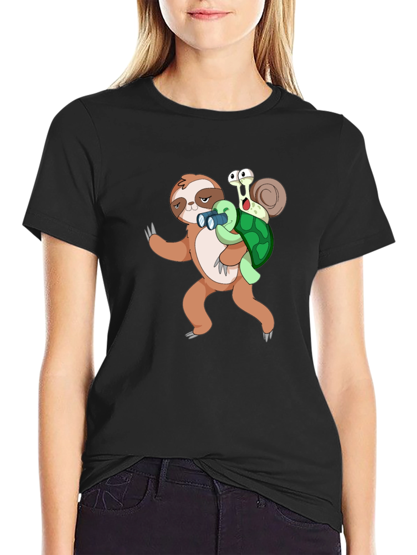 Funny Sloth Snail & Turtle Graphic T-Shirt