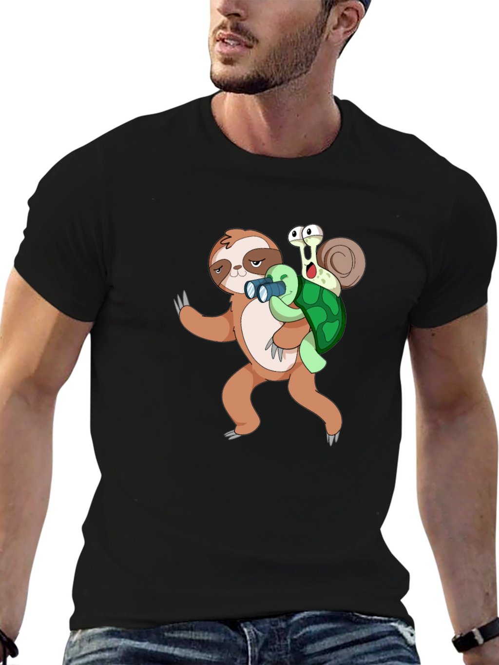 Funny Sloth Snail & Turtle Graphic T-Shirt