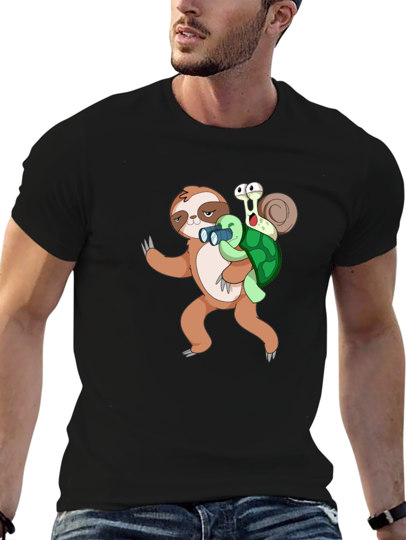 Funny Sloth Snail & Turtle Graphic T-Shirt
