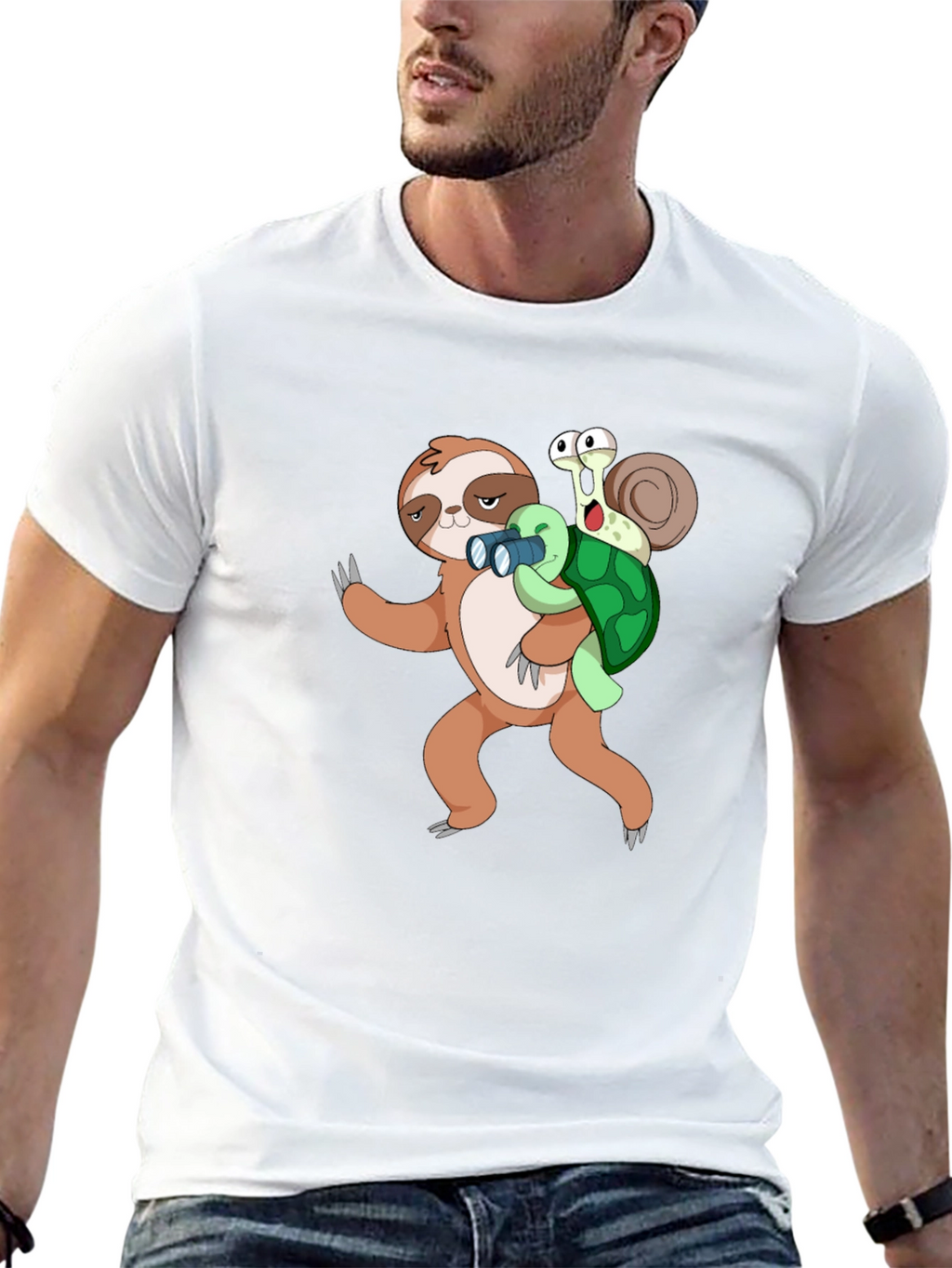 Funny Sloth Snail & Turtle Graphic T-Shirt
