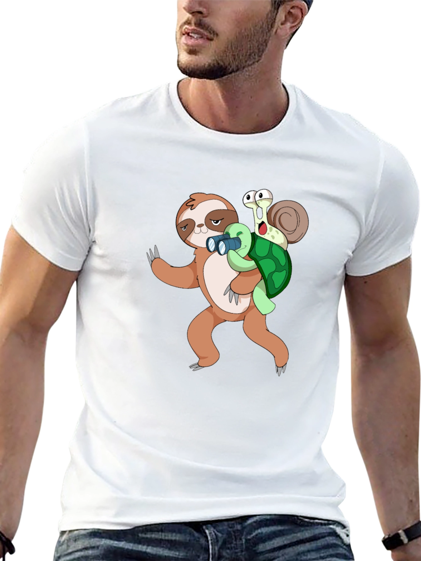 Funny Sloth Snail & Turtle Graphic T-Shirt