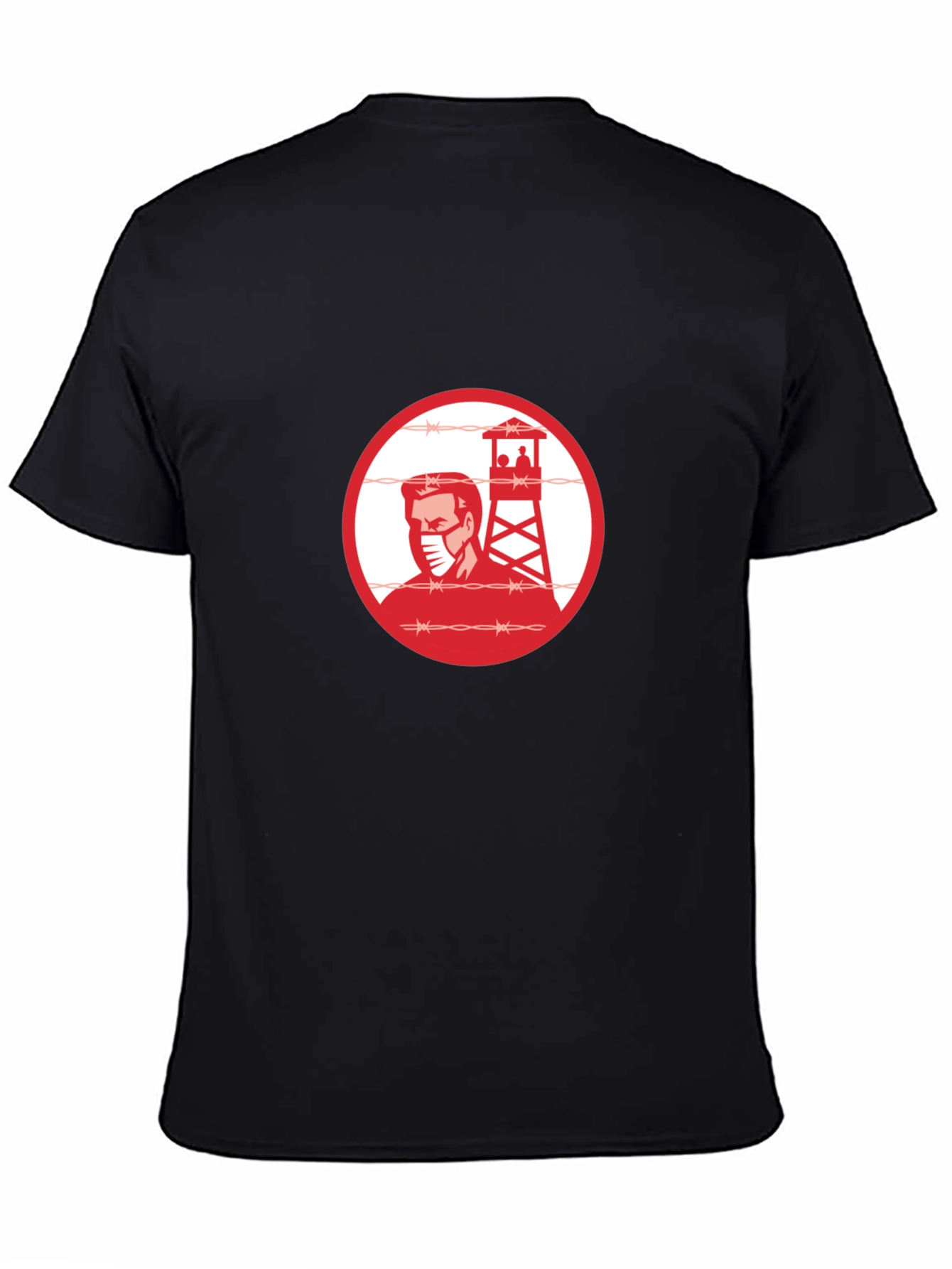 Black T-Shirt with Guard Tower Graphic