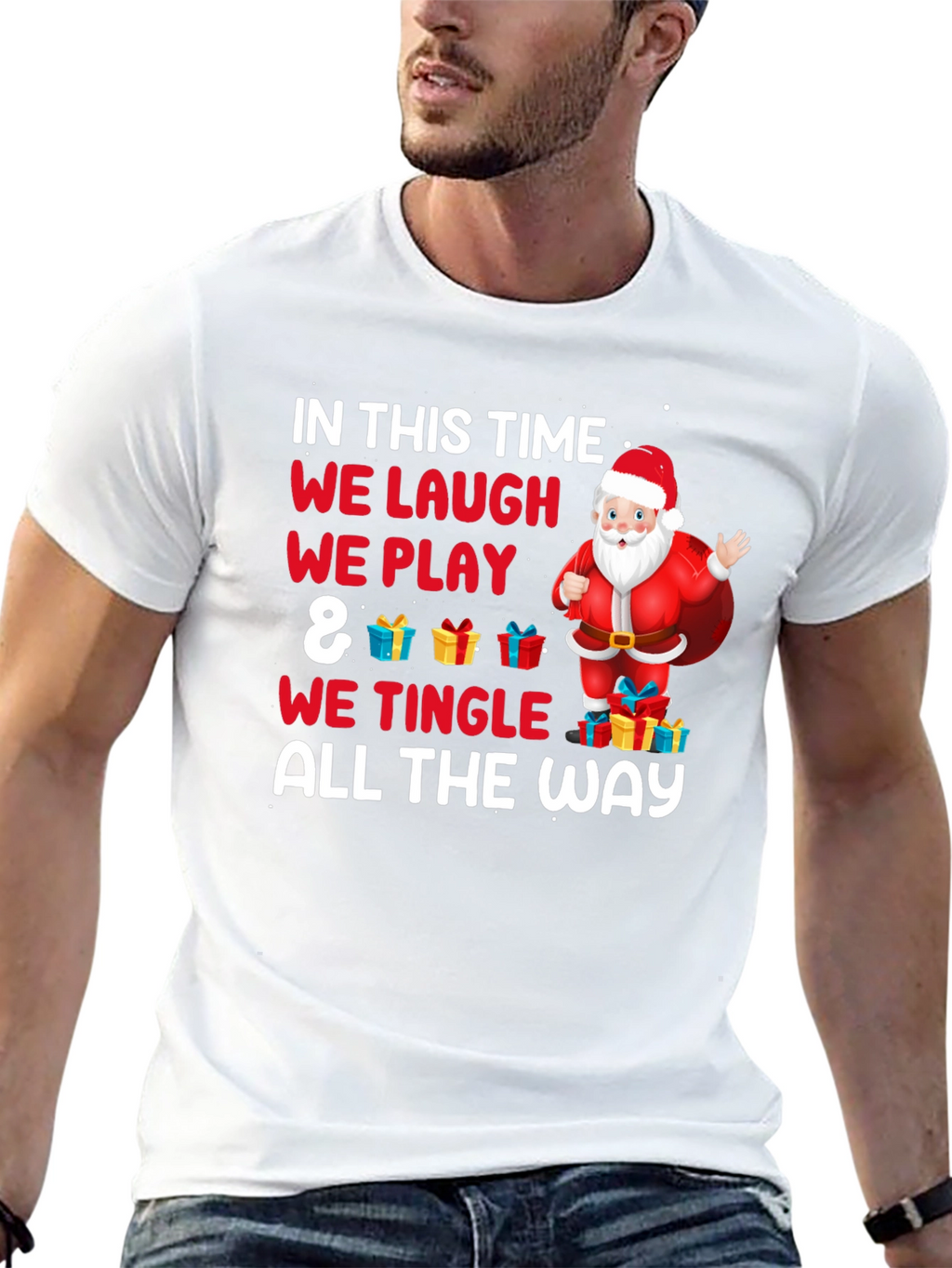 Christmas Santa T-Shirt: We Laugh We Play