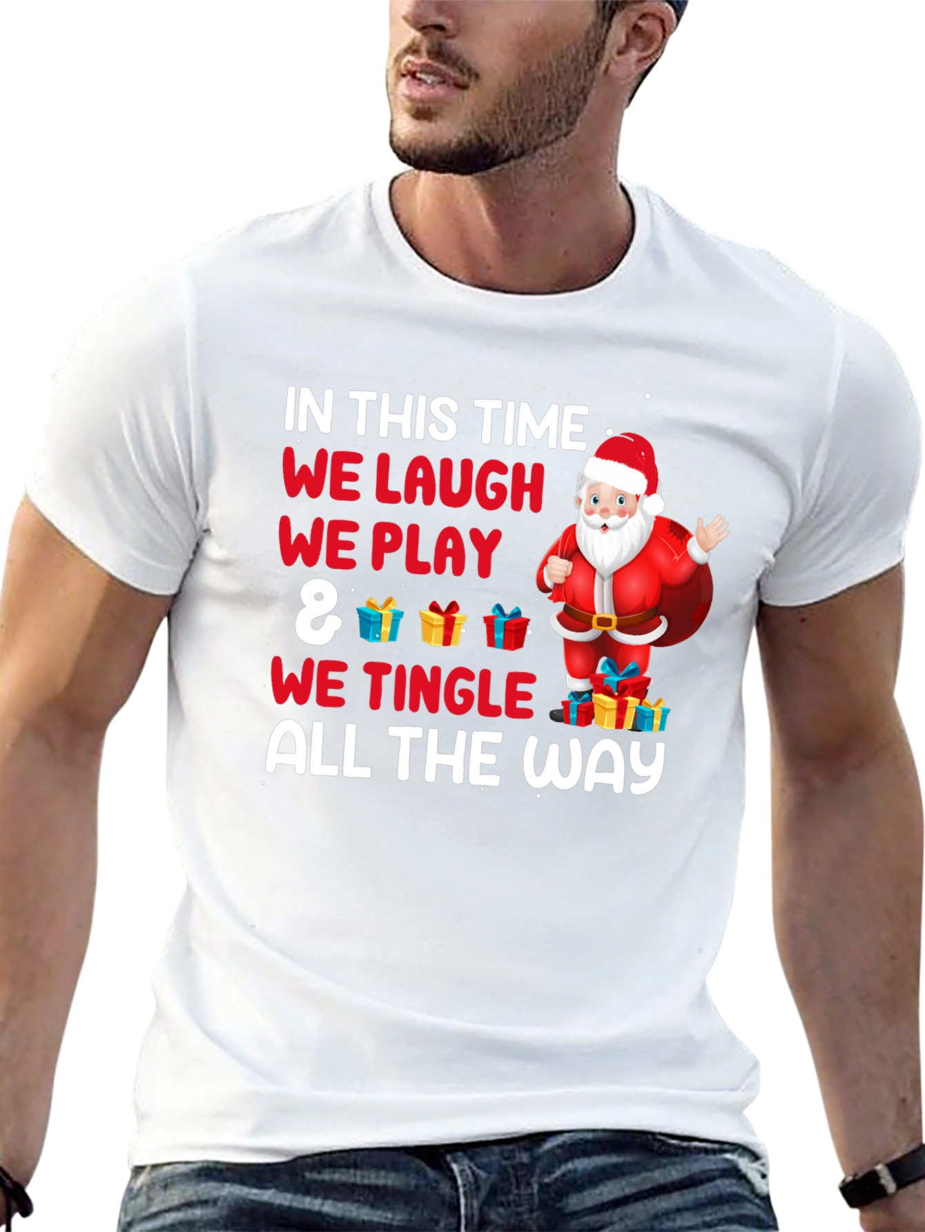 Christmas Santa T-Shirt: We Laugh We Play