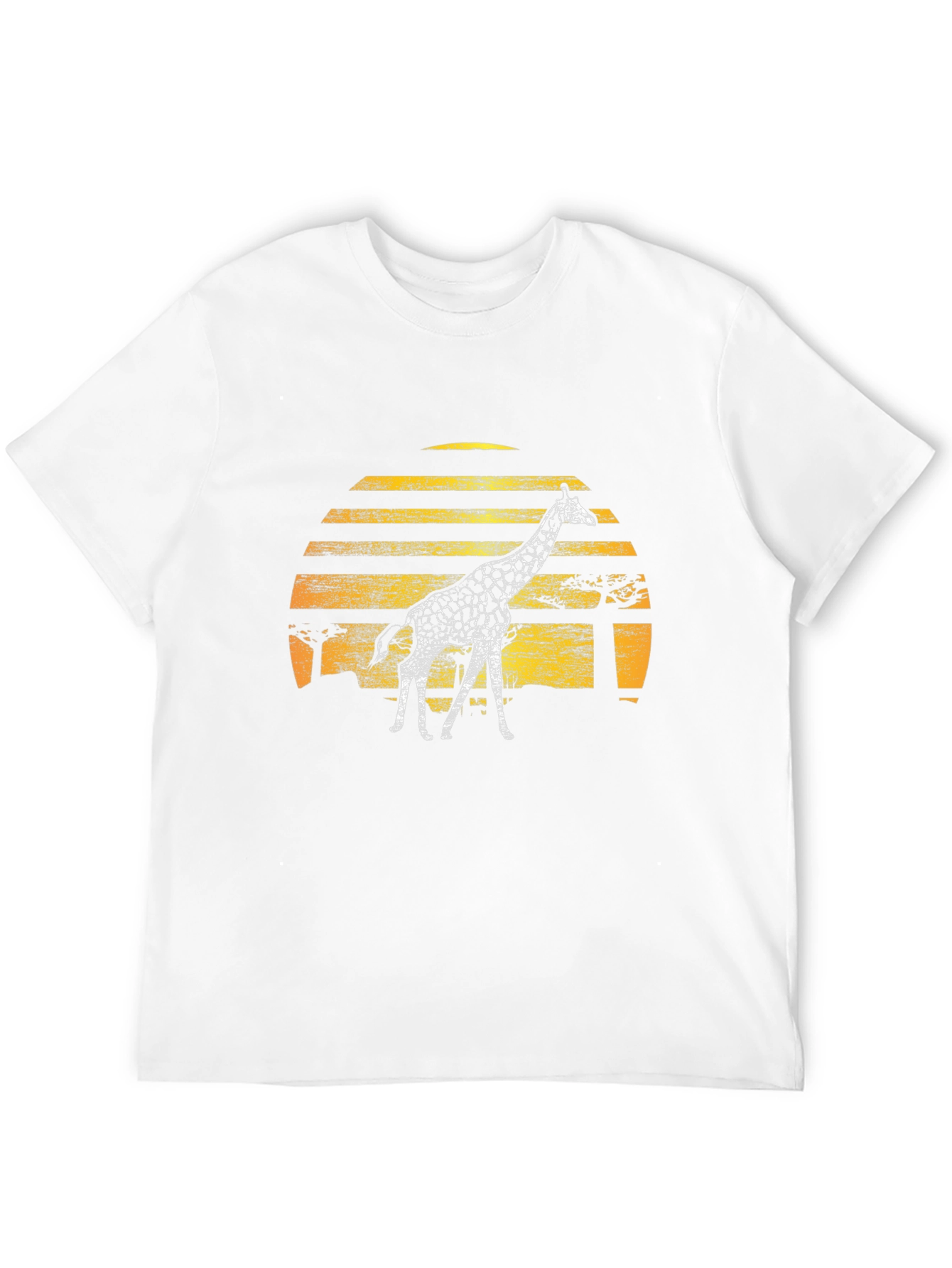 Giraffe Sunset Graphic Tee - Black Cotton T-Shirt