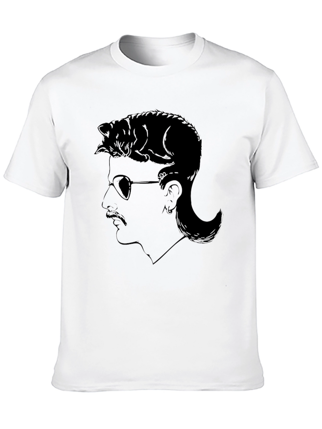 Cool Cat Mullet Graphic T-Shirt