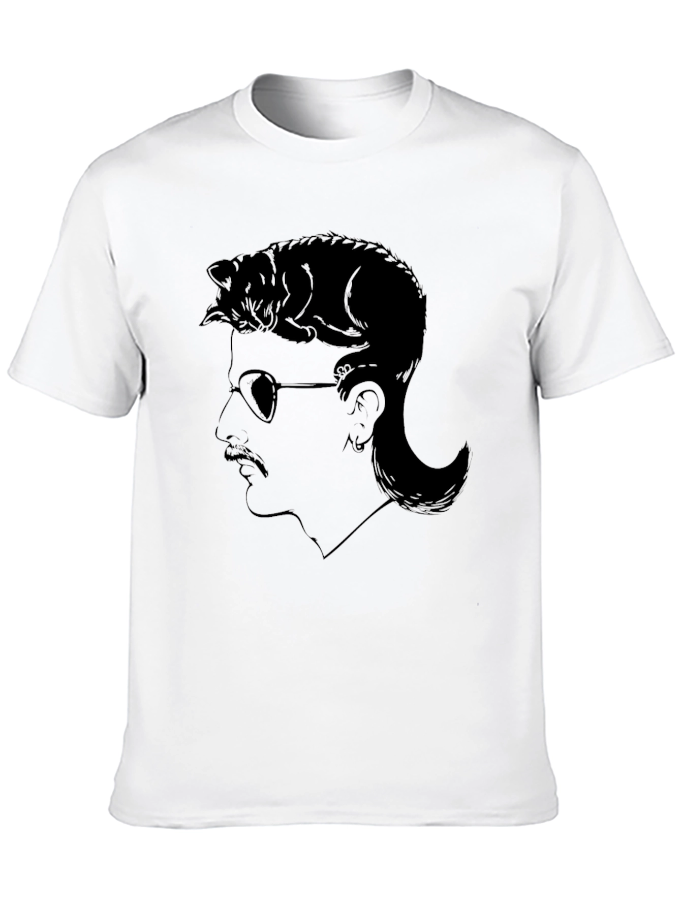 Cool Cat Mullet Graphic T-Shirt