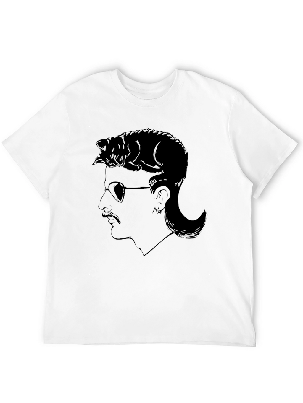 Cool Cat Mullet Graphic T-Shirt