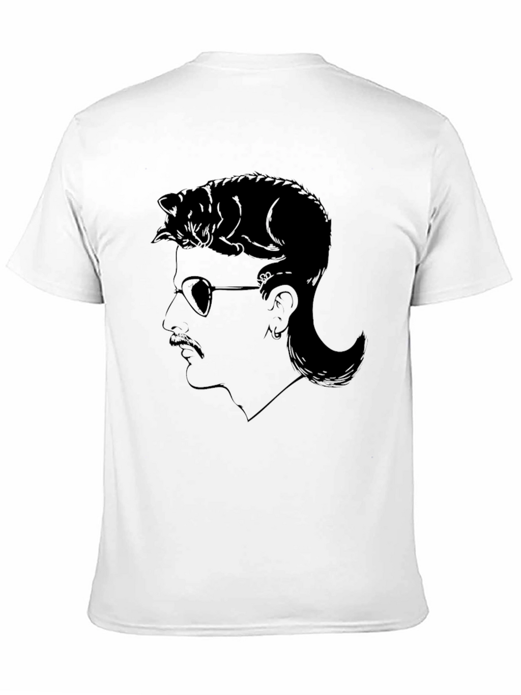 Cool Cat Mullet Graphic T-Shirt