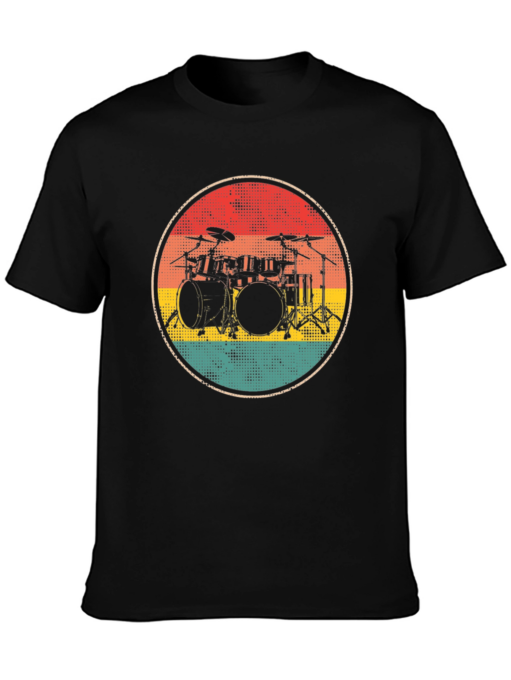 Retro Drum Set Graphic Tee - Black
