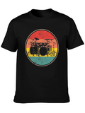 Retro Drum Set Graphic Tee - Black