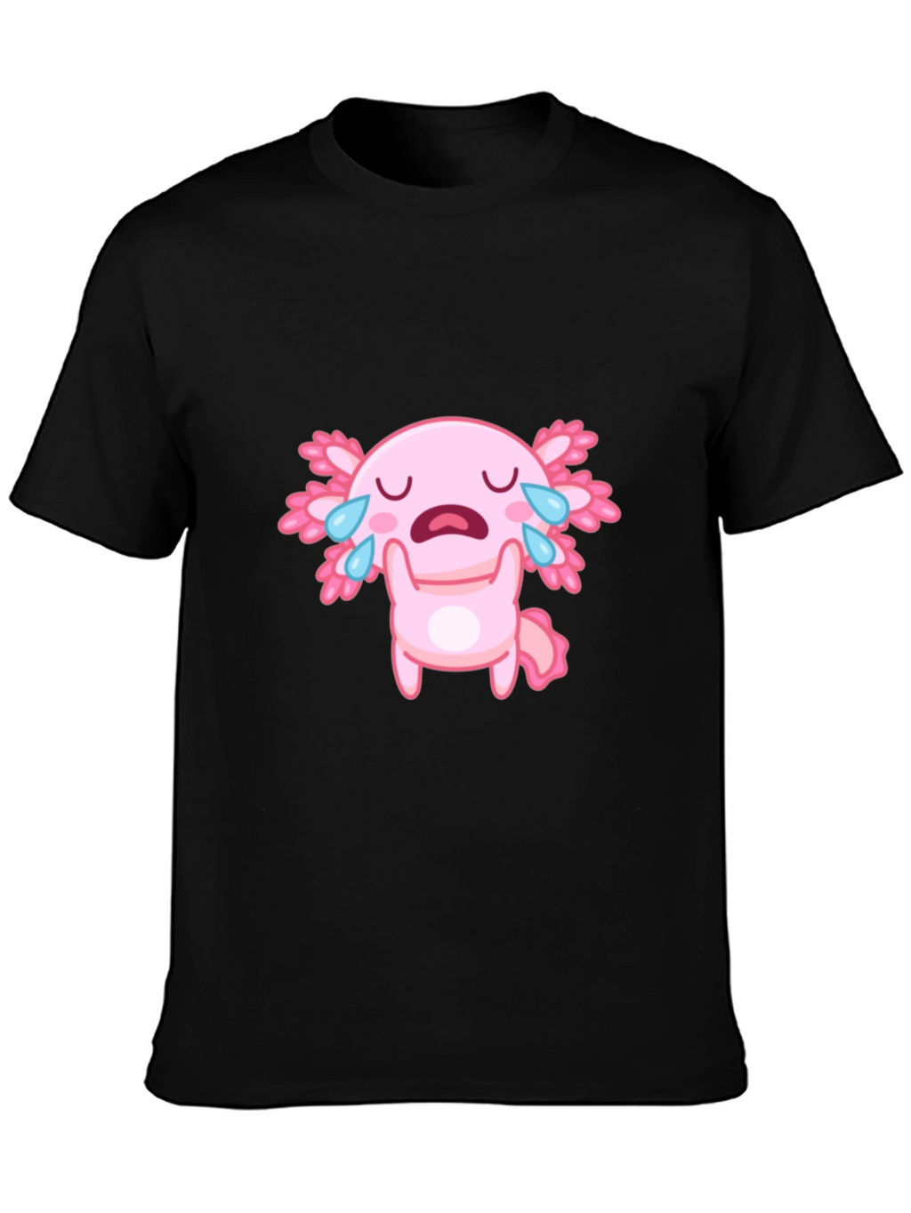 Crying Axolotl Black T-Shirt - Cute Cartoon Graphic Tee