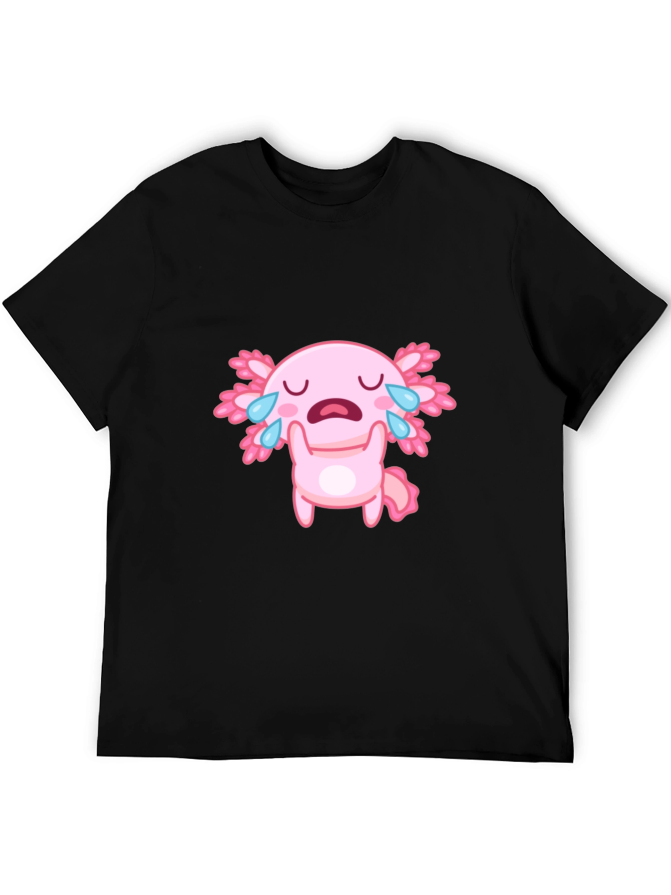 Crying Axolotl Black T-Shirt - Cute Cartoon Graphic Tee