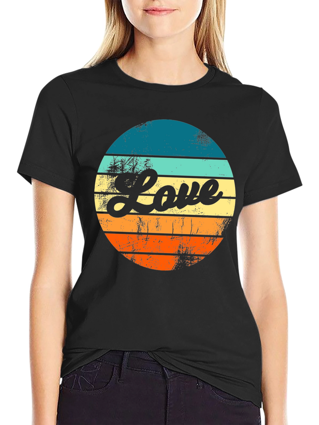 Retro Love Graphic T-Shirt - Black